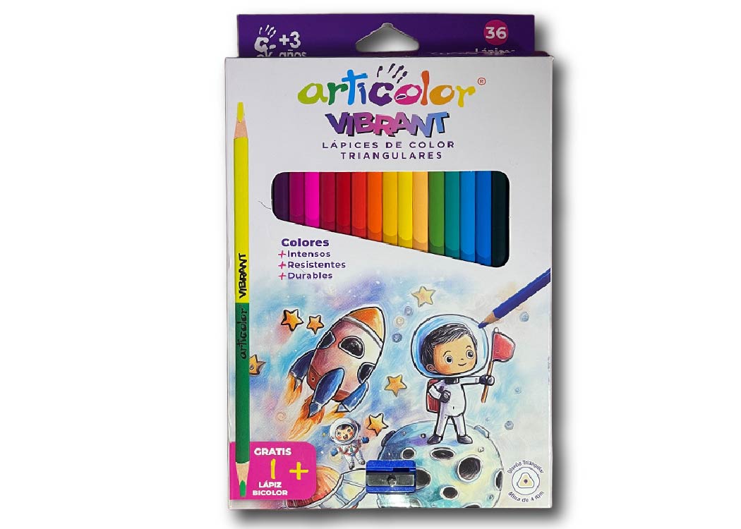 LAPIZ DE COLORES ARTICOLOR 5045R 36 UND + LAPIZ BICOLOR + TAJADOR